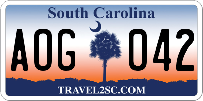 SC license plate AOG042