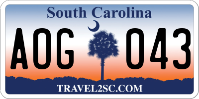 SC license plate AOG043