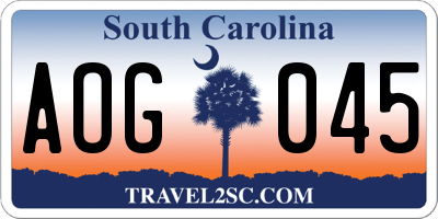 SC license plate AOG045