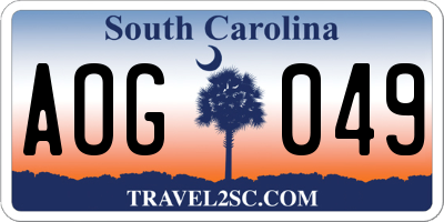 SC license plate AOG049