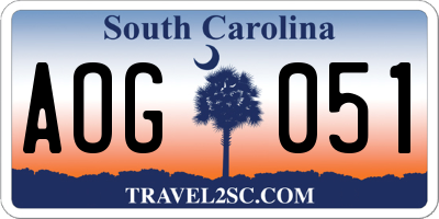 SC license plate AOG051