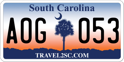 SC license plate AOG053