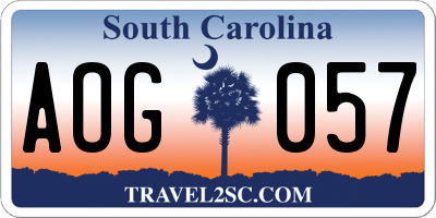 SC license plate AOG057