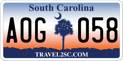 SC license plate AOG058