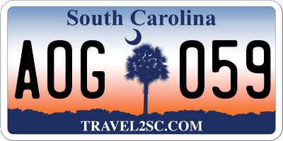 SC license plate AOG059