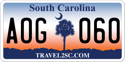 SC license plate AOG060