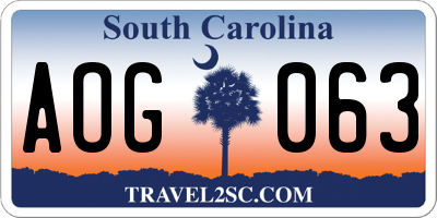 SC license plate AOG063