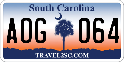 SC license plate AOG064