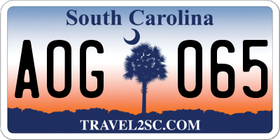 SC license plate AOG065