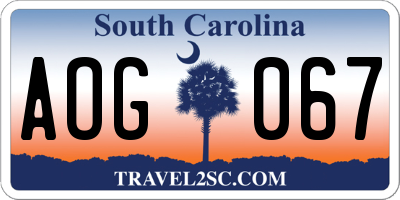 SC license plate AOG067