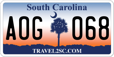 SC license plate AOG068