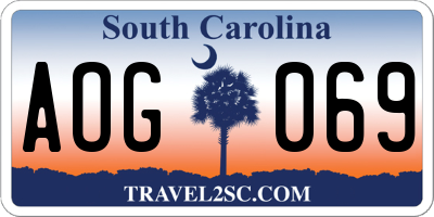 SC license plate AOG069
