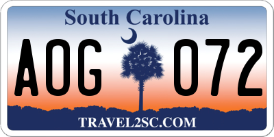 SC license plate AOG072