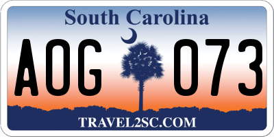 SC license plate AOG073
