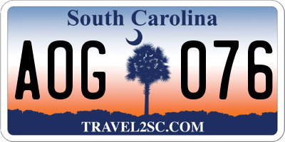 SC license plate AOG076
