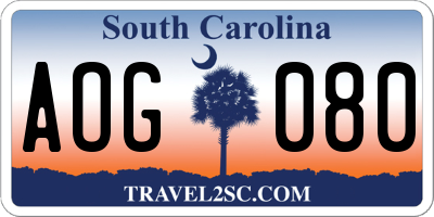 SC license plate AOG080