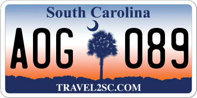 SC license plate AOG089