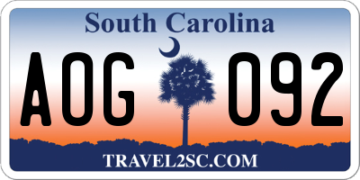 SC license plate AOG092