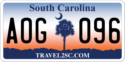 SC license plate AOG096