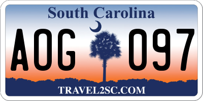SC license plate AOG097