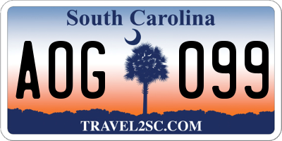 SC license plate AOG099