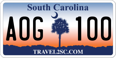 SC license plate AOG100