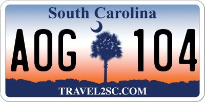 SC license plate AOG104