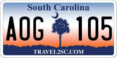 SC license plate AOG105