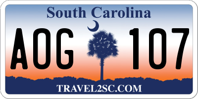 SC license plate AOG107