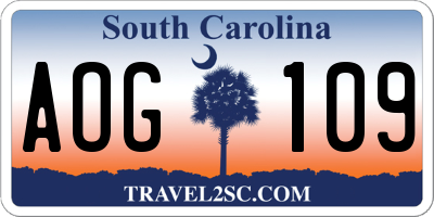 SC license plate AOG109