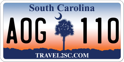 SC license plate AOG110