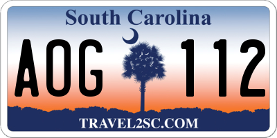 SC license plate AOG112