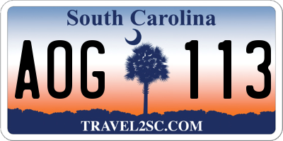 SC license plate AOG113