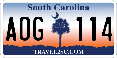 SC license plate AOG114