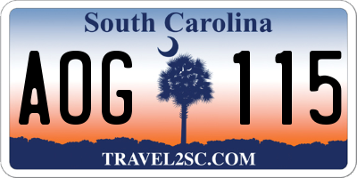 SC license plate AOG115