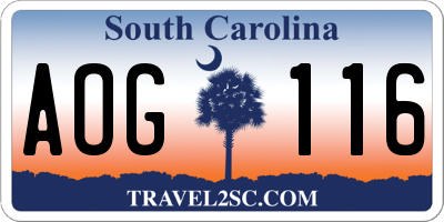 SC license plate AOG116