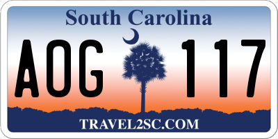SC license plate AOG117