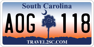 SC license plate AOG118