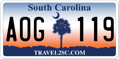 SC license plate AOG119