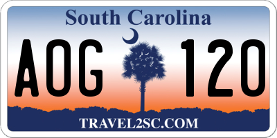SC license plate AOG120