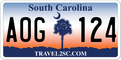 SC license plate AOG124