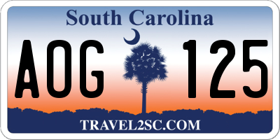 SC license plate AOG125