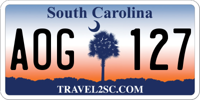 SC license plate AOG127