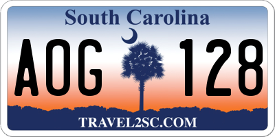 SC license plate AOG128