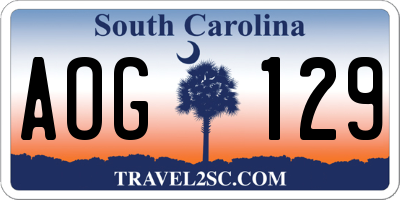 SC license plate AOG129