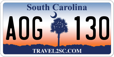 SC license plate AOG130
