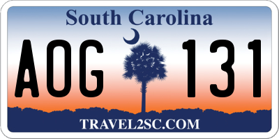 SC license plate AOG131