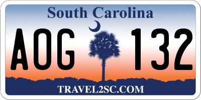 SC license plate AOG132