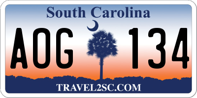 SC license plate AOG134