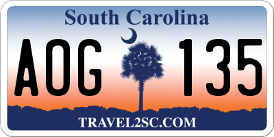 SC license plate AOG135
